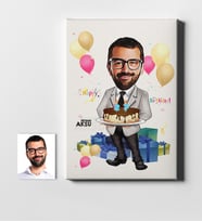 BK Gift Kişiye Özel Doğum Günü Karikatür Kanvas Tablo 50x70cm 15