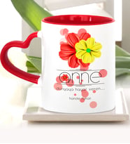 BK Gift Kişiye Özel Anne Anlamı Kırmızı Kalpli Kupa Bardak  11