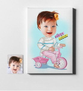 BK Gift Kişiye Özel Bebek Karikatür Kanvas Tablo 50x70cm 6