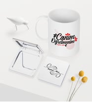 BK Gift Kişiye Özel Canım Öğretmenim Temalı Beyaz Kupa Ayna Seti - 3