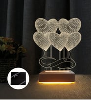 5 Kalp Tasarım Sevgili Hediyesi 3d Led Gece Lambası