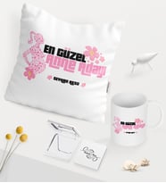 BK Gift Kişiye Özel En Güzel Anne Adayı Beyaz Kupa Ayna Yastık Seti - 3 (Model 1)