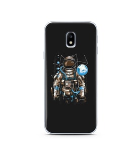 Uzay Astronot Tasarım Süper Şeffaf Silikon Telefon Kılıfı Samsung J3 Pro