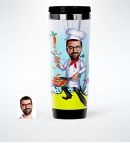 BK Gift Kişiye Özel Bay Chef Karikatürlü Çelik Termos Bardak  1