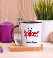Spiker Ahşap Altlıklı Siyah Kupa Bardak