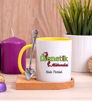 Genetik Mühendisi Ahşap Altlıklı Sarı Kupa Bardak