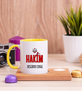 Hakim Ahşap Altlıklı Mumlu Sarı Kupa Bardak