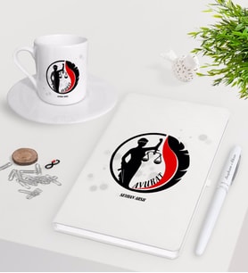 BK Gift Kişiye Özel Avukat Beyaz Defter Kalem Türk Kahvesi Fincanı Seti-14 (Model 1)