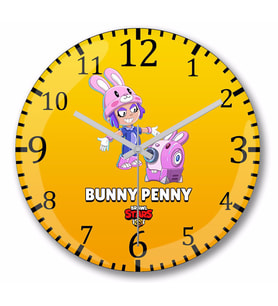 Brawl Stars Bunny  Penny Duvar Saati Bombeli Gercek Cam