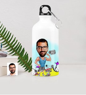 BK Gift Kişiye Özel Fitness Karikatürlü Metal Suluk 500 Ml  1