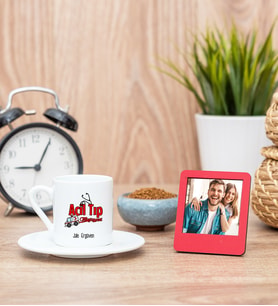 Acil Tıp Teknisyeni Türk Kahvesi Fincanı ve Kırmızı Mini Fotoğraf Çerçevesi