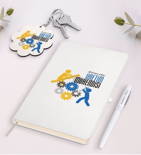 BK Gift Kişiye Özel Üretim Mühendisi Beyaz Defter Kalem ve Anahtarlık Hediye Seti-2 (Model 1)