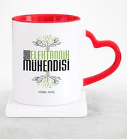 BK Gift Kişiye Özel Mesleki Mikroelektronik Mühendisi Kırmızı Kalpli Kupa Bardak  1