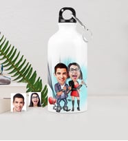 BK Gift Kişiye Özel Sevgili Çift Karikatürlü Metal Suluk 500 Ml 1