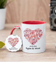 Love Tasarım Hediyelik Kırmızı Kupa Bardak Ve Anahtarlık Set