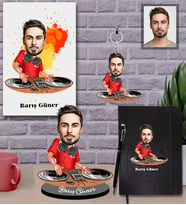 Kişiye Özel Dj Karikatürlü 5 li Hediye Seti Bay-1