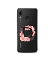 Pembe Çiçekli Harf Tasarım Süper Şeffaf Silikon Telefon Kılıfı Huawei Y6 (Prime)