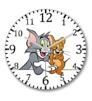 Tom ve Jerry1 Duvar Saati Bombeli Gercek Cam