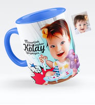BK Gift Kişiye Özel Bebek Doğum Günü Karikatürlü Mavi Kupa Bardak  2