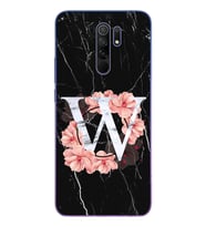 Mermer Çiçekli Harf Tasarım Süper Şeffaf Silikon Telefon Kılıfı Xiomai Redmi 9 W