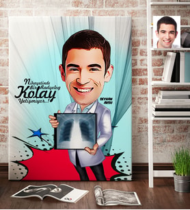 BK Gift Kişiye Özel Bay Radyoloji Uzmanı Karikatür Kanvas Tablo 70x100cm 1
