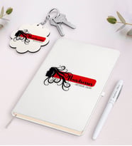 BK Gift Kişiye Özel Saç Stilisti Beyaz Defter Kalem ve Anahtarlık Hediye Seti-2 (Model 1)