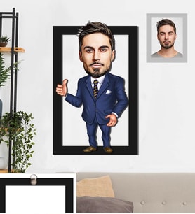 Kişiye Özel İş Adamı Karikatürlü 3D Ahşap Tablo 30x47 Bay-19