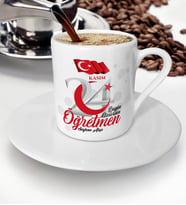 BK Gift Kişiye Özel Bugün Günlerden Öğretmen Türk Kahvesi Fincanı  2