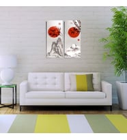 Kırmızı Longji İki Parça Canvas Tablo (30X70) (Bakır)