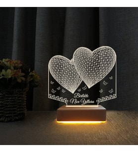 2 Kalpli 3d Lamba  Yıldönümü Hediyesi Gece Lambası (Sarı)