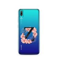 Pembe Çiçekli Harf Tasarım Süper Şeffaf Silikon Telefon Kılıfı Huawei Y7 Pro 201