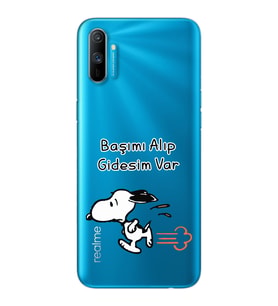 Snoopy Tasarımlı Süper Şeffaf Silikon Telefon Kılıfı Oppo Realmi C3