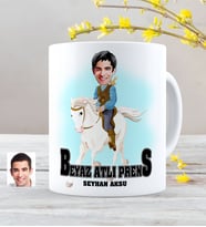 BK Gift Kişiye Özel Beyaz Atlı Prens Karikatürlü Kupa Bardak - 3