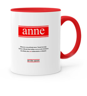 BK Gift Kişiye Özel Anne Anlamı Kırmızı Kupa Bardak  2