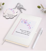 BK Gift Kişiye Özel Dünyanın En İyi Öğretmeni Beyaz Defter Kalem Ve Anahtarlık Hediye Seti-28 (Model 1)