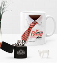BK Gift Kişiye Özel İlk Babalar Günün Kutlu Olsun Benzinli Çakmak ve Kupa Seti-4 (Model 1)