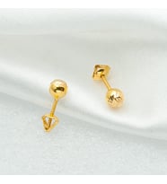 5 mm. Vidalı 22 Ayar Top Altın Küpe (Çok Renkli)