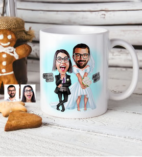 BK Gift Kişiye Özel Sevgililer Karikatür Beyaz Kupa Bardak  16