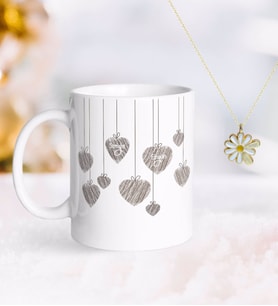 BK Gift Kişiye Özel Sevgililer Günü Kupa ve Çift İsimli Papatya Kolye-42 (Model 1)