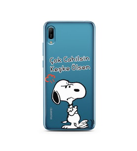 Snoopy Tasarımlı Süper Şeffaf Silikon Telefon Kılıfı Huawei Y6 2019