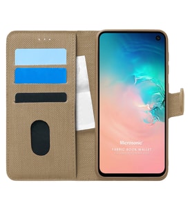 Microsonic Samsung Galaxy S10E Kılıf Fabric Book Wallet Gold