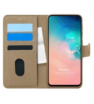 Microsonic Samsung Galaxy S10E Kılıf Fabric Book Wallet Gold