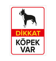 MIGNATIS - Dikkat Köpek Var Levhası Siyah Beyaz Boston Terrier - Sac Malzeme 35x50cm