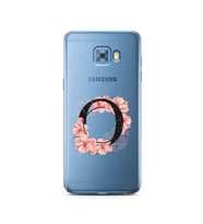 Pembe Çiçekli Harf Tasarım Süper Şeffaf Silikon Telefon Kılıfı Samsung C5 Pro   