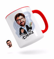 BK Gift Kişiye Özel Erkek Milyoner Karikatürlü Kırmızı Kupa Bardak-1