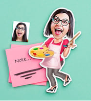 BK Gift Kişiye Özel Bayan Ressam Karikatürlü Ahşap Magnet (Çok Renkli)