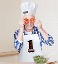 BK Gift Kişiye Özel 1. Sınıf Baba Erkek Mutfak Önlüğü ve Aşçı Şapkası Seti (Beyaz)