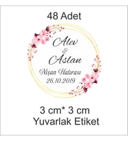 48'li 3 cm*3 cm Yuvarlak, Nişan, Kına, Düğün Etiketi (Yapışkan)