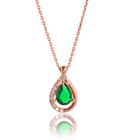 Zümrütlü Beyaz Safir Kolye - Rose