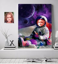 BK Gift Kişiye Özel Astronot Kız Çocuk Karikatürlü Kanvas Tablo 70x100cm-1